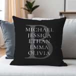 Modern Family Monogram Personalised Names Cushion<br><div class="desc">Create your own personalised family throw pillow featuring your custom monogram and names in modern minimalist typography.</div>