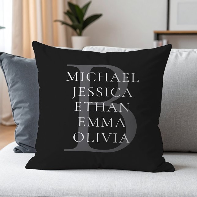 Modern Family Monogram Personalised Names Cushion (Creator Uploaded)