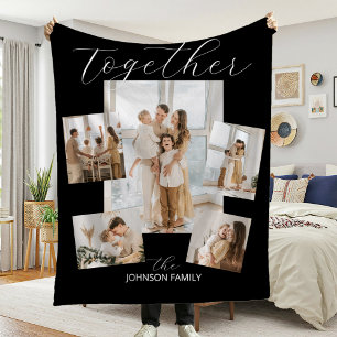 Modern Family Multi Photo Black Fleece Blanket