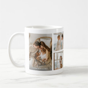 Modern Family Name 6-Photo Collage Custom Coffee Mug