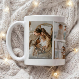 Modern Family Name 6-Photo Collage Custom Coffee Mug