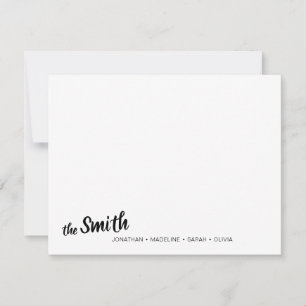 Modern Family Name Black Script Typography Card
