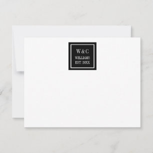 Modern Family Name Monogram Black And White Card