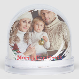 Modern Family Name Photo Keepsake Merry Christmas Snowglobe