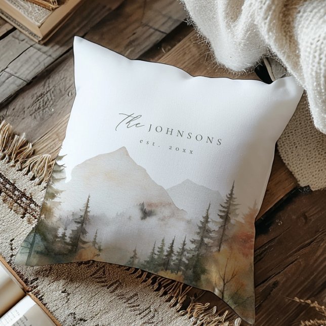 Modern Family Name Pillow Rustic Cabin Decor  (Creator Uploaded)
