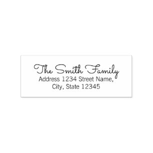 Modern Family Name Return Address Rubber Stamp