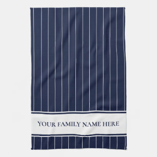 Modern Family Navy White Striped Kitchen Tea Towel