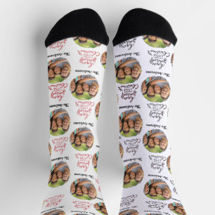 Modern Family Photo and Name Merry Christmas  Socks