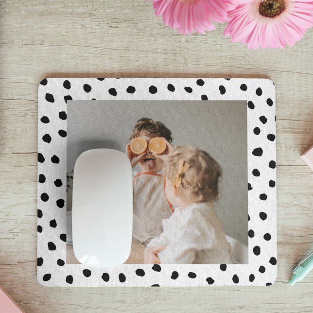 Modern  Family Photo & Black Dots Beauty Gift Mouse Mat (Creator Uploaded)