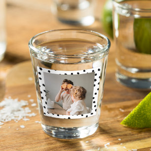 Modern  Family Photo & Black Dots Beauty Gift Shot Glass
