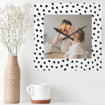 Modern  Family Photo & Black Dots Beauty Gift Square Wall Clock<br><div class="desc">Modern  Family Photo & Black Dots Beauty Gift</div>