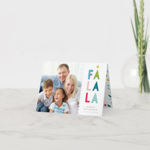 MODERN FAMILY PHOTO bold bright colourful fa la la Holiday Card