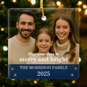 Modern Family Photo Ceramic Ornament