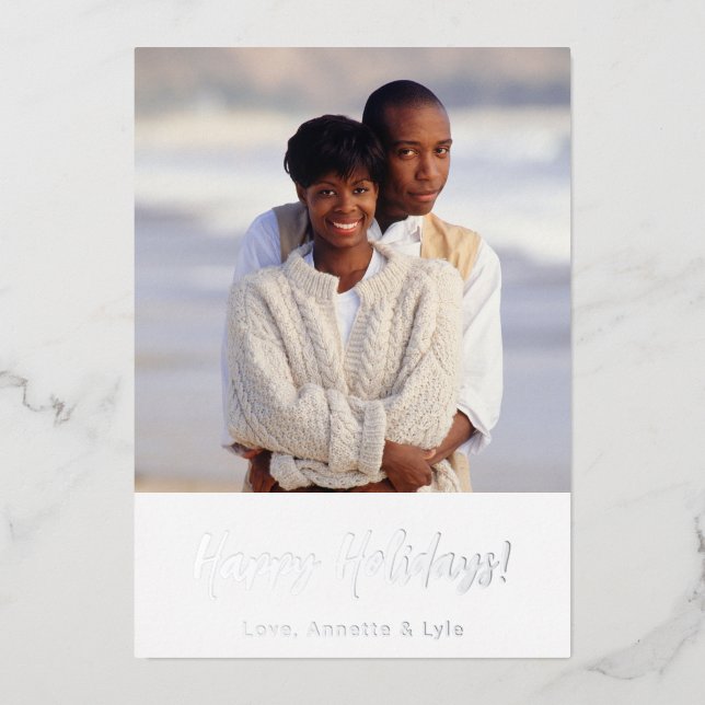 Modern Family Photo Christmas Card | Silver Foil (Front)