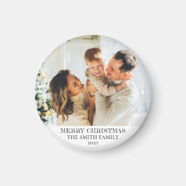 Modern Family Photo Christmas Magnet (Front)