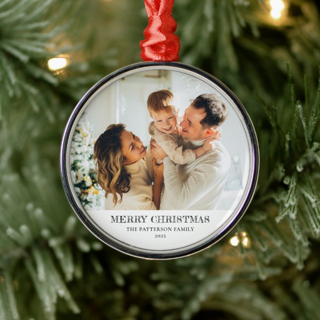 Modern Family Photo Christmas Metal Tree Decoration (Tree)