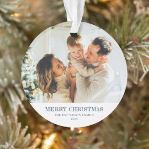 Modern Family Photo Christmas Navy Blue Ornament