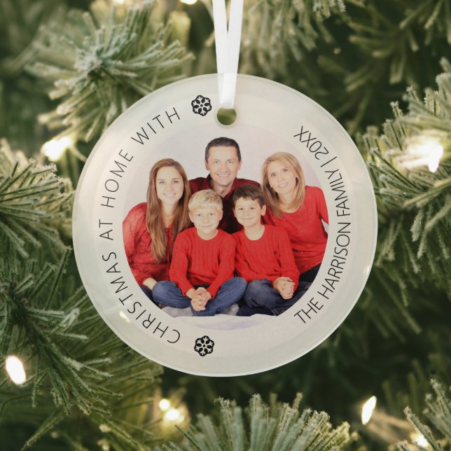 Modern Family Photo Christmas Tree Glass Tree Decoration (Insitu)