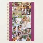 Modern Family Photo Collage 19 Picture Pink Planner<br><div class="desc">Custom photo collage planner, showcasing 19 of your favourite pictures. This simple modern design has a background colour palette of dark pink - but you are welcome to edit this to any colour you would like. The photo template will create the photo collage and display your uploaded pictures in a...</div>