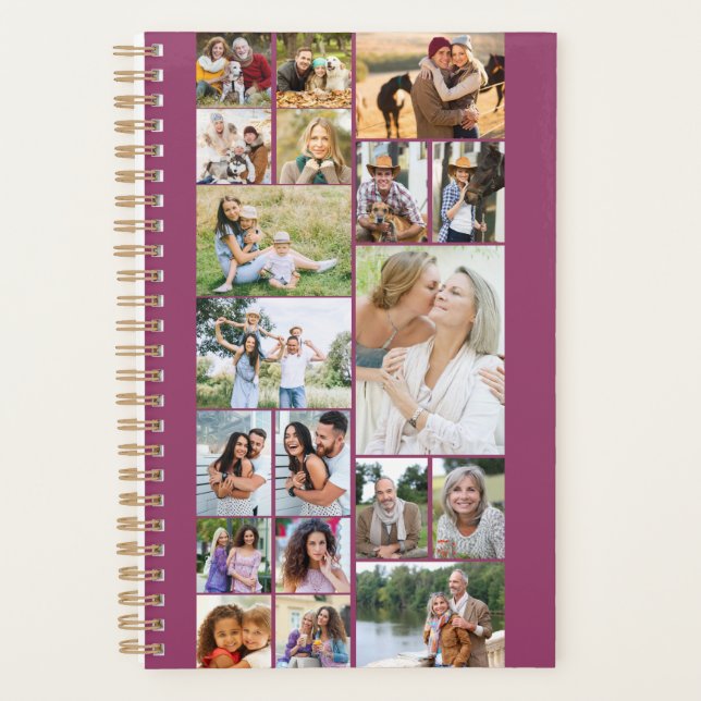 Modern Family Photo Collage 19 Picture Pink Planner (Front)