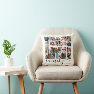 Modern Family Photo Collage Cushion