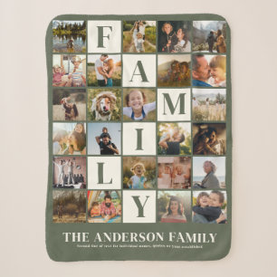 Modern Family Photo Collage Grid Simple Stylish Sherpa Blanket
