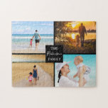 Modern Family Photo Collage Jigsaw Puzzle<br><div class="desc">A family photo collage puzzle which enables you to upload 4 pictures and a square for you to customise the text.</div>