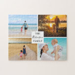 Modern Family Photo Collage Jigsaw Puzzle<br><div class="desc">A family photo collage puzzle which enables you to upload 4 pictures and a square for you to customise the text.</div>