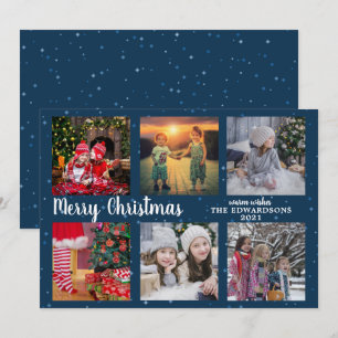 Modern family photo collage Merry Christmas Holida Holiday Card