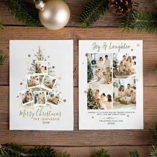 Modern Family Photo Collage Merry Christmas   Holiday Card