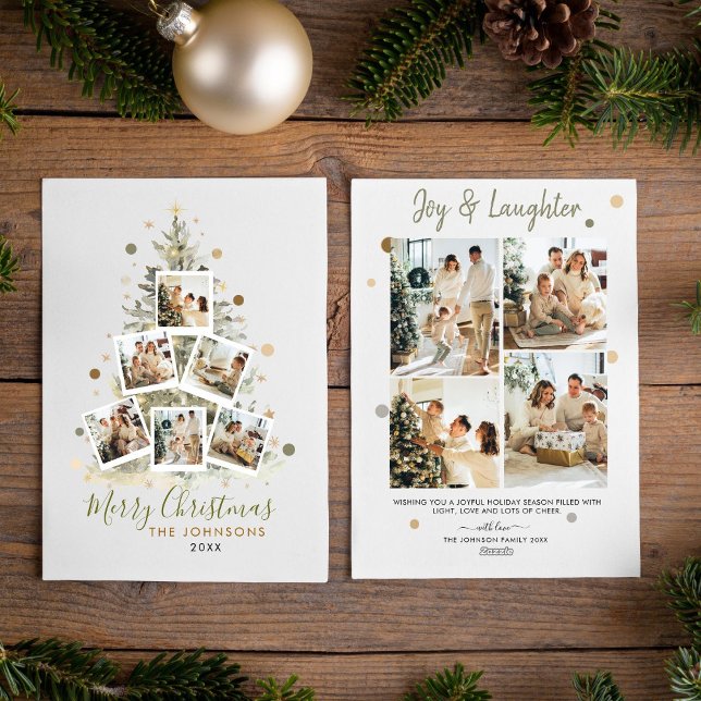 Modern Family Photo Collage Merry Christmas   Holiday Card (Creator Uploaded)