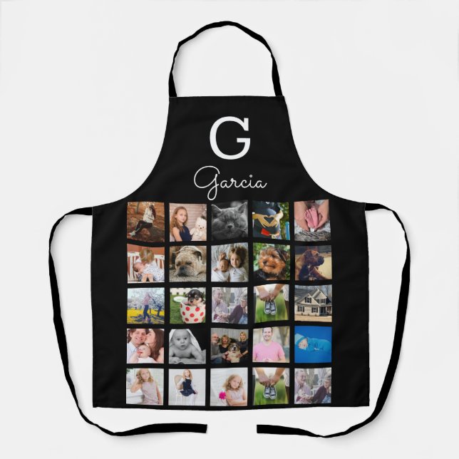 Modern Family Photo Collage & Name Apron (Front)