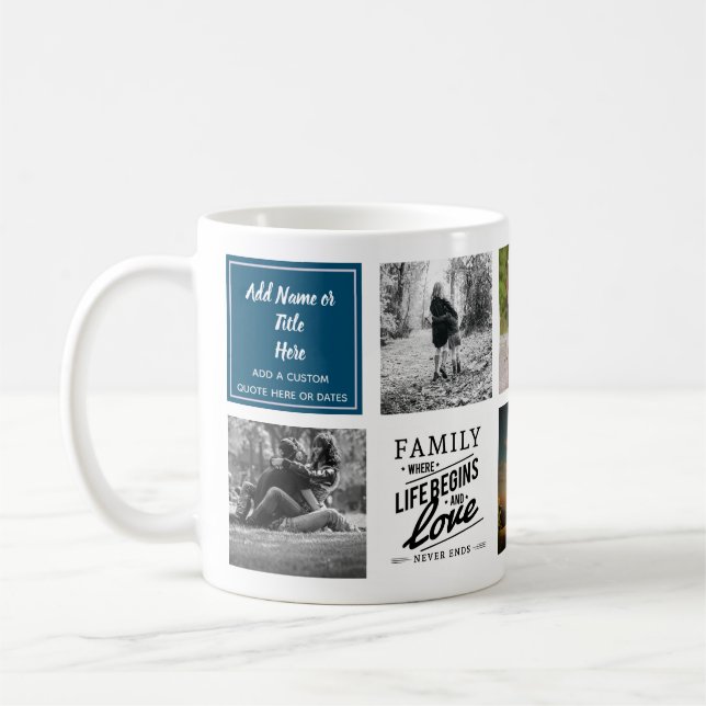 Modern Family Photo Collage Quote Gift ANY Event Coffee Mug (Left)