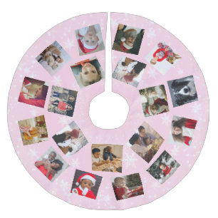 Modern Family Photo Collage Snowflake Christmas Br Brushed Polyester Tree Skirt