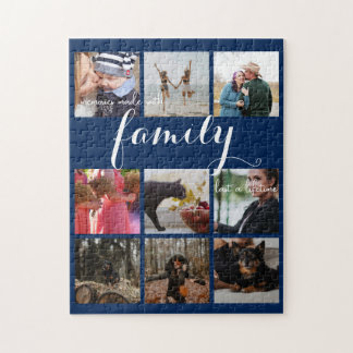 Modern Family Photo Collage Typography Keepsake Jigsaw Puzzle