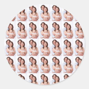 Modern Family Photo Custom Personalized Classic Round Sticker