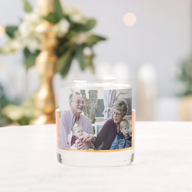 Modern Family Photo Double Sided Whiskey Glass (Insitu (Wedding))