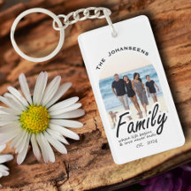 Modern Family Photo Elegant Script Name Keepsake