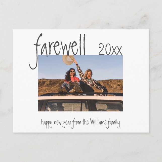 Modern Family Photo Farewell Year in Review Fun Po Postcard (Front)