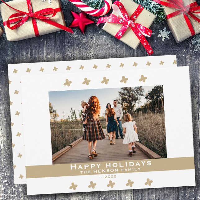 Modern Family Photo Floral Pattern Christmas Holiday Card (Creator Uploaded)
