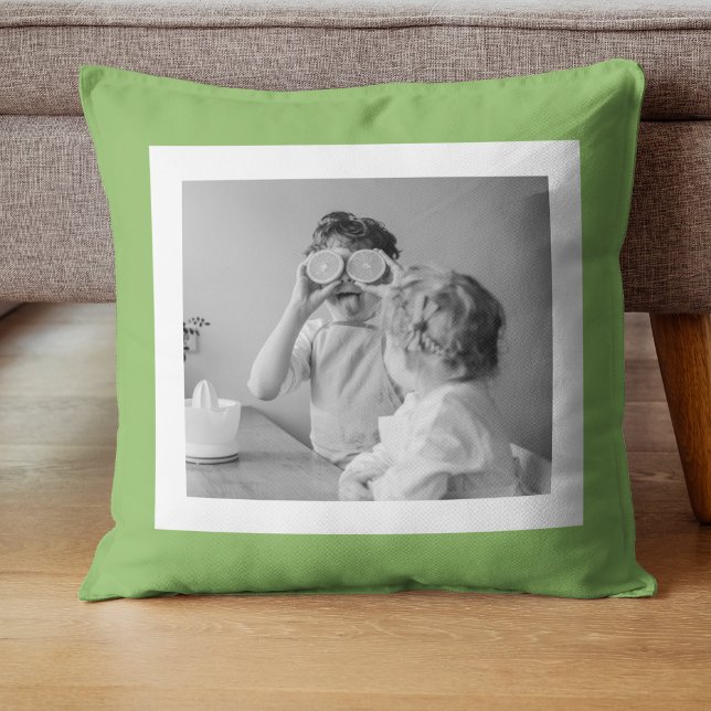 Modern  Family Photo Green Simple Lovely Gift Cushion (Creator Uploaded)