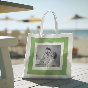 Modern Family Photo Green Simple Lovely Gift Tote Bag