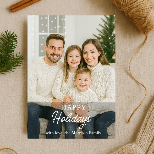 Modern Family Photo Happy Holidays Holiday Card (Creator Uploaded)