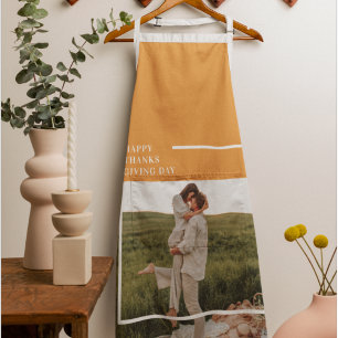 Modern Family Photo& Happy Thanksgiving Day Gift Apron