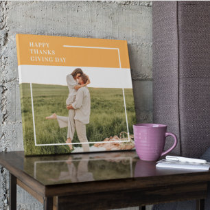 Modern Family Photo& Happy Thanksgiving Day Gift Canvas Print