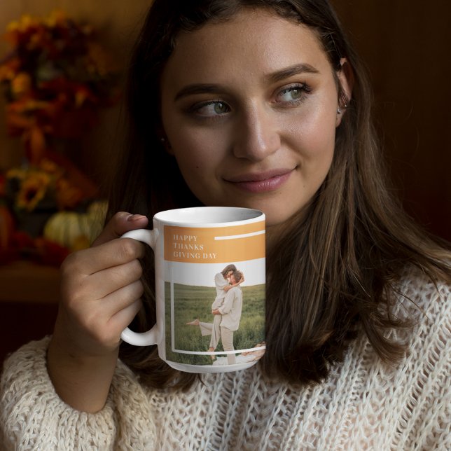 Modern Family Photo& Happy Thanksgiving Day Gift Coffee Mug (Creator Uploaded)