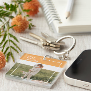 Modern Family Photo& Happy Thanksgiving Day Gift Key Ring