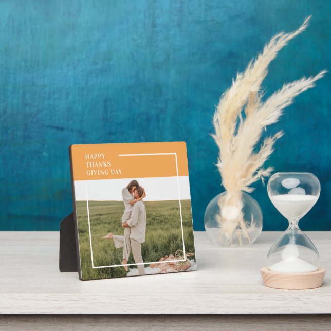 Modern Family Photo& Happy Thanksgiving Day Gift Plaque (Insitu)