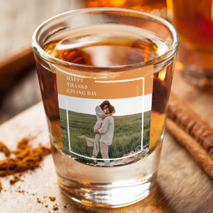Modern Family Photo& Happy Thanksgiving Day Gift Shot Glass
