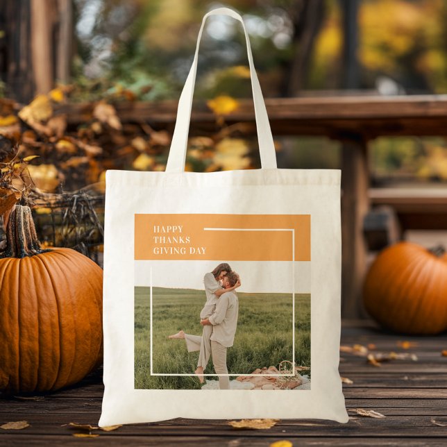 Modern Family Photo& Happy Thanksgiving Day Gift Tote Bag (Creator Uploaded)